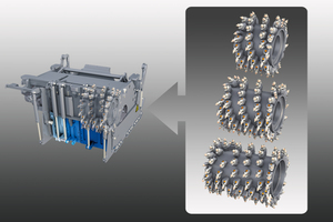  Das „Flexible Cutter System“ (FCS) von Wirtgen ermöglicht den schnellen und unkomplizierten Wechsel der Fräswalzen. Dank großer Bandbreite an FCS-Walzen und der zügigen Umrüstung kann der Betreiber dieselbe Maschine für viele verschiedene Arbeiten einsetzen.  