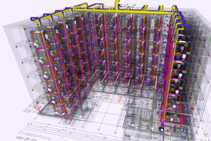  Studentenwohnung der berlinovo in Berlin: Die gewerkeübergreifende BIM-Darstellung enthält unter anderem Informationen zur technischen Gebäudeausrüstung.  
