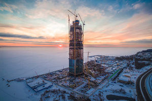  Hier entsteht das höchste Gebäude Europas, der Lakhta Tower in Sankt Petersburg. 