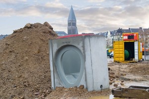  Neben Stahlbetonrohren als Eiprofil wurden auch diverse Schächte für die Erschließung nach Düsseldorf geliefert. 