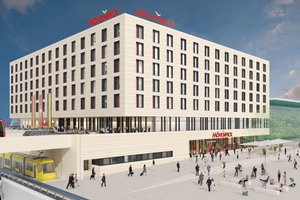  Wolff &amp; Müller baut das neue Vier-Sterne-Kongresshotel am Stuttgarter Flughafen. Der Entwurf stammt von den Ulmer Architekten Mühlich, Fink &amp; Partner. 