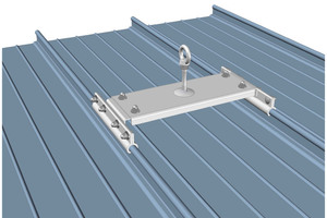  600 lfdm Lux-Top FSE 2003 Edelstahlseilsystem mit 80 Stück Lux-Top Falz-Plus Evolution auf RIB-Roof Stehfalz Aluminiumprofil. 