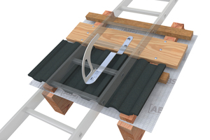  Der Dachhaken ABS-Lock DH04-OG wird frei an den Ziegeln positioniert. 