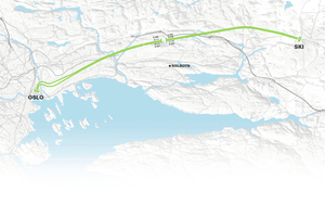  Die beiden 20 Kilometer langen Tunnelröhren verbinden Oslo mit dem südlicheren Ski und sollen so die Fahrzeit für Pendler ab 2021 um die Hälfte verkürzen. 