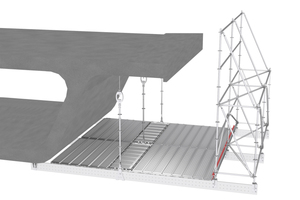  Der neue Aluminium-Träger FlexBeam besitzt eine hohe Tragfähigkeit bei niedriger Bauhöhe. Stehende und hängende Flächengerüste lassen sich so noch wirtschaftlicher montieren. 
