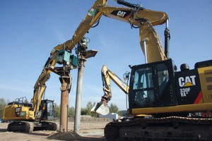  Über Cat Baumaschinen samt Aufsatzrüttler und Schleusenrohr wurden Stopfsäulen bis in fünf Metern Tiefe und mit einem Durchmesser von durchschnittlich 60 Zentimetern angelegt. 