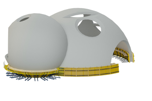  Für die Kugelformen werden maßgeschneiderte Sonderschalungen vom Doka-Fertigservice verwendet. 