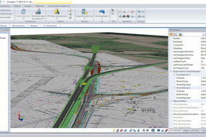  BIM-Modell im Tiefbau: Bei einer Einbauschicht im Tiefbau ist nicht nur das Baumaterial exakt definiert, sondern zum Beispiel auch eine Trennung in der Ausführung nach Fahrtrichtung möglich. 