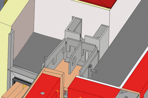 Detailbild der Nischenschalung. Man erkennt u.a. die Gelenkecken, die den Ausschalungsprozess erleichtern. 