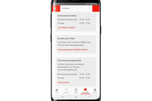  Bleiben bei der Produktrecherche per App noch Fragen offen, lassen sich diese jetzt auch über die integrierte Chat-Funktion mit den Fischer Anwendungstechnikern klären.  