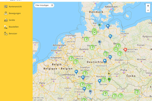 Mit der Telematik-App 123fleet können Bauunternehmen künftig den genauen Einsatzort der Baustellenfahrzeuge und -geräte sowie deren Nutzungsdauer erfassen.
. 
 