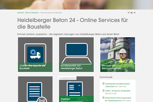  Unter dem virtuellen Dach „Heidelberger Beton 24“ sind ab sofort alle digitalen Services für die Zielgruppen Bauunternehmen und Architekten gebündelt. 