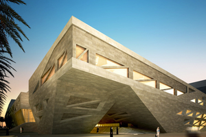  Kalksandstein-Fassade neuer ARAQ-Center in Kuwait – ausgeführt mit fischer Fassadensystemen. 
