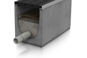  Drainfix Clean Filterrinne mit Drainagerohr und Filtersubstrat Carbotec 60 für Oberflächenfiltration.  