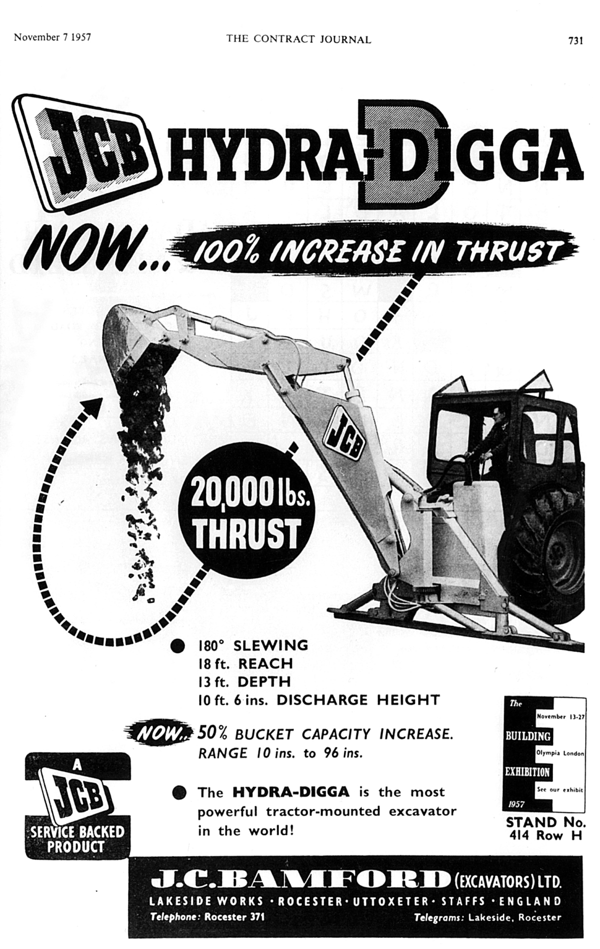 Werbeanzeige aus dem Jahr 1957 für den Hydra-Digga.