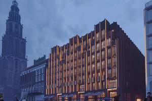  Rendering des fertigen Hotels am Grote Markt in Groningen.  