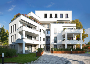 Die Anlage „Parkside“ bietet mit rund 7.600 Quadratmetern reichlich Wohnraum. F?r ein angenehmes Zusammenleben sorgt auch das verwendete Unipor-Ziegelmauerwerk – unter anderem aufgrund seines hohen Schallschutzes.