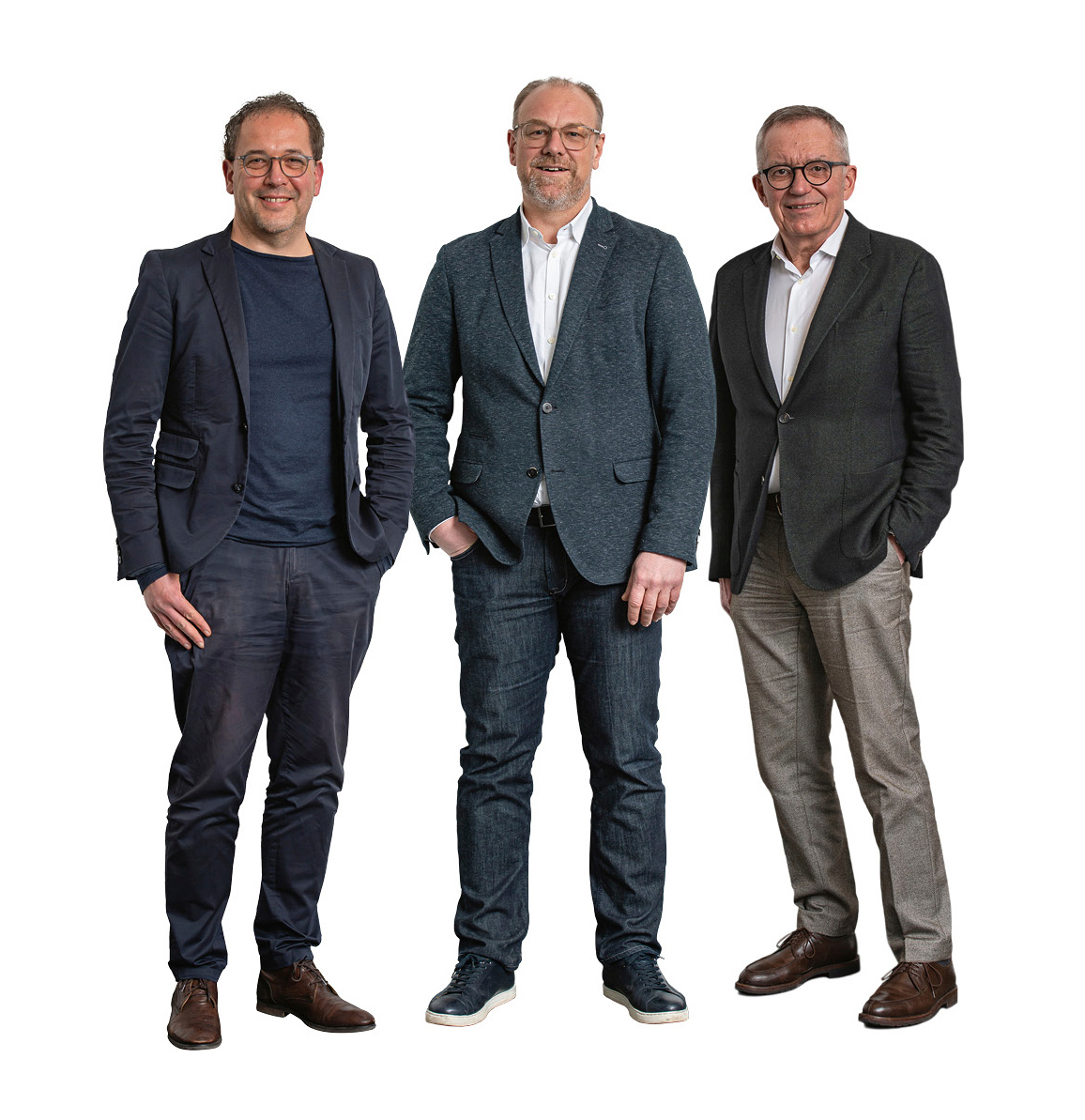 Die Geschäftsführer: (v. l.) Bernhard Pilz, Sven Schrothe und Peter Nüdling. Die Aufnahme wurde unter Corona-Auflagen erstellt, es handelt sich dabei um eine Fotomontage.