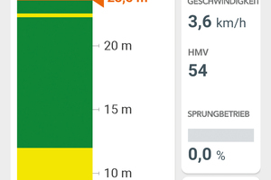  Die neue App von Hamm, Smart Doc, zeichnet während der Verdichtung die Geschwindigkeit, die Frequenz, die Amplitude, den Anteil an Sprungbetrieb sowie den erreichten Verdichtungswert (HMV) auf. 