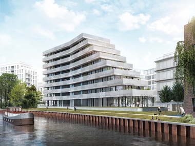 Direkt am Ufer des Spreebogens im Stadtteil Charlottenburg entsteht „The Terrace“.