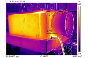  Bei den Untersuchungen wurde das Fabekun-Rohr von außen aufgeheizt und die Temperaturentwicklung mit einer Wärmebildkamera beobachtet. 