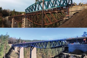  Vorher- und Nachher-Ansicht der eingleisigen Eisenbahnbrücke  