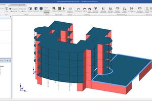  Die 3D-Ansicht eines Gebäudes im Berechnungsmodell. 