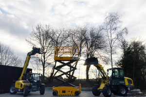  JCB und Wacker Neuson Maschinen auf dem Mietpark von Flexcaco in Maisach bei München  