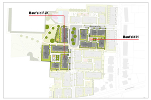  Lageplan Baufeld H, F und K. 