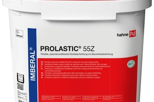  Prolastic 55Z von Hahne ist vielseitig und lässt sich nahezu in allen Bereichen der Bauwerksabdichtung einsetzen – in Feucht- und Nassräumen, bei erdberührenden Kellerwänden bis hin zu Verklebungen von Schutz- und Dämmplatten. 