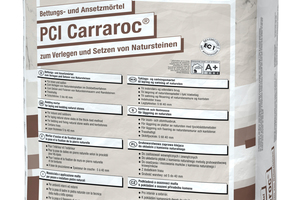  PCI Carraroc, der neue Dickbettmörtel der PCI Carra-Linie für das Verlegen und Setzen von Naturwerksteinen  