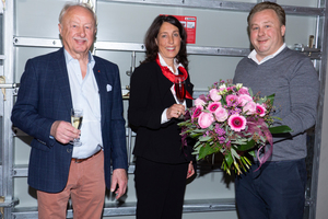  Irene Dengler, neue Meva-Geschäftsführerin, mit Firmengründer Gerhard Dingler (links) und Florian F. Dingler. 