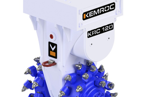  Mit den neuartigen Querschneidkopf- bzw. Doppelkopffräsen der Baureihe KRC – hier das Modell KRC 120 (120 kW) – komplettiert Kemroc sein umfangreiches Programm an Bagger-Anbaufräsen. 