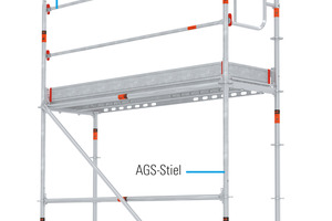  Das Fassadengerüst AGS von Layher verbindet die Vorteile eines Fassadensystems mit der Flexibilität des modularen Allround-Gerüsts. Wenige und leichte Bauteile sowie die werkzeuglose Verbindungstechnik stellen eine hohe Wirtschaftlichkeit bei Montage und Logistik sicher, die Kombination mit dem Allround-Baukasten gewährleistet die schnelle Anpassung an Gebäudegeometrien, Geländeverläufe – und Baustellenanforderungen. 