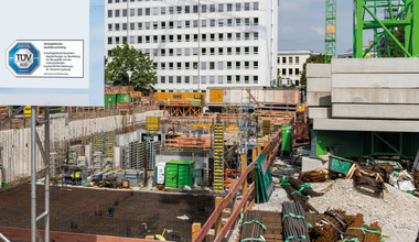 Baubegleitendes Qualit?tscontrolling vor der eigenen Haust?r: Beim Neubau eines Verwaltungsgeb?udes des T?V S?D-Konzerns in M?nchen pr?fen dessen eigene Expertinnen und Experten die Qualit?t des Baufortschrittes.