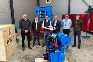  v.l.n.r.: Andreas Fritz, Leiter techn. Ausbildung, Stefan Gimbel, Projektleiter, Daniel Materna, Produktionsleiter KTEG GmbH, Frederik Vogel Deutz AG, Bernd Mayer Deutz AG und Oliver Konrad Deutz AG 