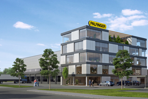  Palfinger investiert in einen Neubau mit Showroom, Werkstätten für Service und Aufbau sowie hochmodernen Büros. 