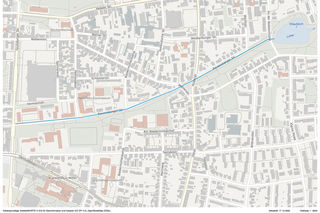 Lageplan: 2. BA der Lutter-Sanierung zwischen Teutoburger Straße und Stauteich 1