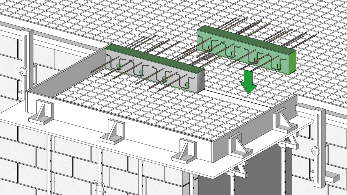 Isopro 120 überzeugt durch einen erleichterten Einbau: Es lässt sich einfach von oben zwischen Außenbauteil und Decke einsetzen.