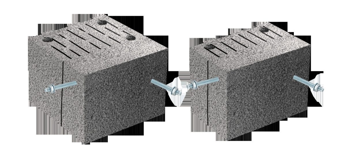 Die 18 DF und 12 DF Steine des Jasto System-Laibungspakets: Bis zur Nut reicht der für Befestigungen vorgesehene massive Bereich.