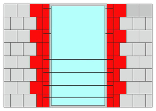 Der massive Bereich gibt den Befestigungen für Fenster und Absturzsicherungen sicheren Halt. Lagenweise werden abwechselnd der 18 DF und der 12 DF Stein verbaut.