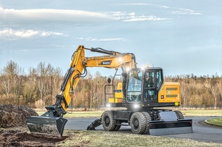 Der neue Mobilbagger beim Einsatz auf der Baustelle