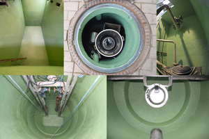 Von oben links im Uhrzeigersinn: Kläranlage Belebungsbecken, Ölabscheider, Pumpwerk, Fettabscheider und Pumpwerk 