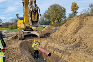  Im Neubaugebiet Weitkamp II in Oelde wird ein Trennsystem mit HS-Kanalrohren von Funke Kunststoffe verlegt 