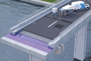  Triflex SAM kann auf dem Dach, im Parkhaus oder auf der Brücke eingesetzt werden. Bei Versiegelungen auf Brückentafeln, zum Beispiel mit dem Triflex Bridge Deck Primer, lässt sich der Auftrag und damit der Baufortschritt deutlich beschleunigen 