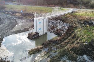 Nachher: Speziell für den Wiesensee konstruierten die Ingenieure der Finger-Beton Unternehmensgruppe einen neuen Mönch in dreiteiliger Bauweise 