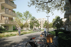  Die durch Begrünung und Gemeinschaftsflächen aufgelockerte Bebauung macht das Viertel lebenswert 