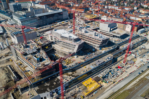  Großbaustelle auf dem ehemaligen Schott-Areal. Der Hightech-Standort Jena von Zeiss erstreckt sich über eine Grundstücksfläche von circa 80.000 Quadrat-meter 