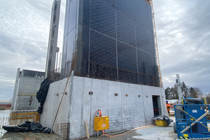  Anstelle von fünf Takten von rund sechs Metern Höhe stellten die Mitarbeiter von der Ed. Züblin AG die Kernschalung mit Orma in den Treppenhäusern auf drei Takte à circa 9,30 Meter Höhe um 