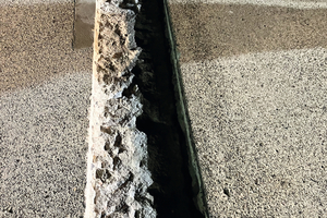  Die abgebrochene Kante wurde zunächst ausgestemmt, gesäubert und getrocknet 